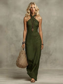 Minimalist Backless Resort Maxi Dress