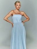 Elegant Strapless Tulle Evening Maxi Dress