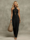 Minimalist Backless Resort Maxi Dress
