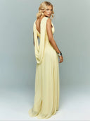 Elegant Chiffon Backless Ruched Maxi Dress