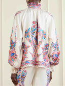 Exquisite Bow Detail Paisley Print Satin Two-Piece Set