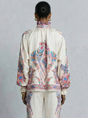 Exquisite Bow Detail Paisley Print Satin Shirt