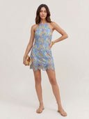 Exquisite Paisley Crocheted Halterneck Mini Dress