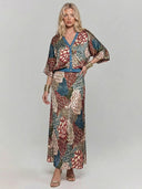 Retro Scale Print Satin Printed Skirt