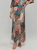 Retro Scale Print Satin Printed Batwing Sleeve Top