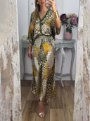 Retro Scale Print Satin Skirt Two-Piece Set