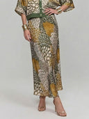 Retro Scale Print Satin Skirt Two-Piece Set