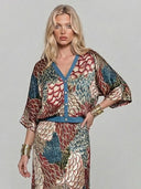 Retro Scale Print Satin Skirt Two-Piece Set