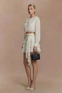 Tulle Lace-Up Shirt And Ruffled Skirt Set