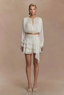 Tulle Lace-Up Shirt And Ruffled Skirt Set