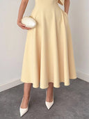 Elegant Sleeveless Bow Detail Slim-Fit Midi Dress