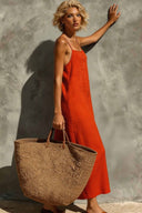 Minimalist Back Slit Slip Dress
