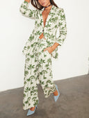 Exquisite Green Palm Tree Print Blazer