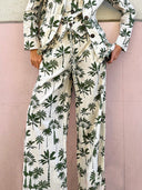 Exquisite Palm Tree Print Pocket Wide-leg Pants