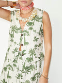 Exquisite Green Palm Tree Print Suit Vest
