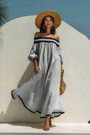 Color Contrast Off-Shoulder Loose-Fitting Dress