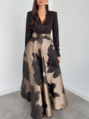 Elegant French Jacquard Midi Skirt Two-Piece Set