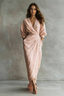 Vacation Style V-Neck Lace-Up Maxi Dress