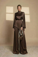 Irregular Shirt And Wide Leg Pants Set