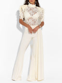 Elegant Lace High-Neck Top & Wide-Leg Pants Two-Piece Set
