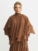Elegant Chiffon Cape Top And Tiered Maxi Skirt Two-Piece Set
