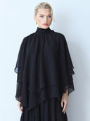 Elegant Chiffon Cape Top And Tiered Maxi Skirt Two-Piece Set