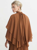 Elegant Chiffon Cape Top And Tiered Maxi Skirt Two-Piece Set
