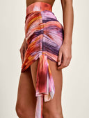 Fashion Tie-Dye Print Crop Tank And Adjustable Drawstring Waist Mini Skirt Set