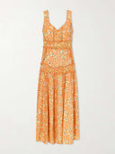 Unique Patchwork Print Satin Maxi Dress