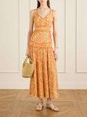 Unique Patchwork Print Satin Maxi Dress