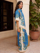 Casual Floral Print Elastic Wide-leg Pants