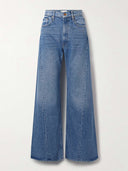 Modern Asymmetric Panel Mid-Rise Wide Leg Jeans