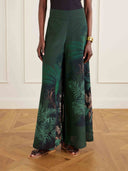 Tropical Palm Print Wide-Leg Pants Set