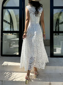Elegant Exquisite Lace Embroidery A-line Maxi Dress