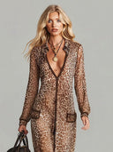 Elegant Chiffon Leopard Print Maxi Dress