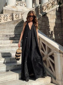 Boho Jacquard Backless Spaghetti Strap Maxi Dress