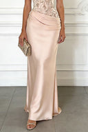 Elegant Yellow Embroidery Satin Crew Neck Sleeveless Sheath Maxi Dress