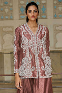 Unique Paisley Pattern V-Neck Loose Top And Pleated Harem Wide-Leg Pants Set