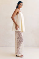 Elegant Sheer Sequin Lace High-Waist Maxi Skirt