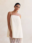 Elegant Off-Shoulder Adjustable Strap Straight-Hem A-Line Top