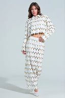Exquisite Cut-Out Studded PU Cropped Cardigan Top