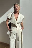 Asymmetric Vest And Wide-leg Pants Set