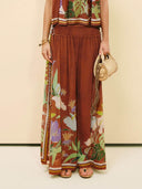 Delicate Ruffle Printed Ruched Adjustable Straps Camisole Top