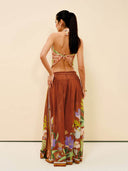 Delicate Ruffle Printed Ruched Adjustable Straps Camisole Top