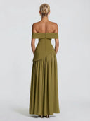 Elegant Off-Shoulder Asymmetric Chiffon Maxi Dress