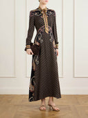Modern Unique Bow Print Satin Maxi Dress