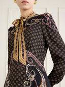Modern Unique Bow Print Satin Maxi Dress