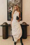 Side Slit Irregular Pleated Maxi Dress