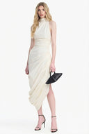 Side Slit Irregular Pleated Maxi Dress