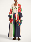Elegant Floral Print Flared Sleeve Maxi Dress